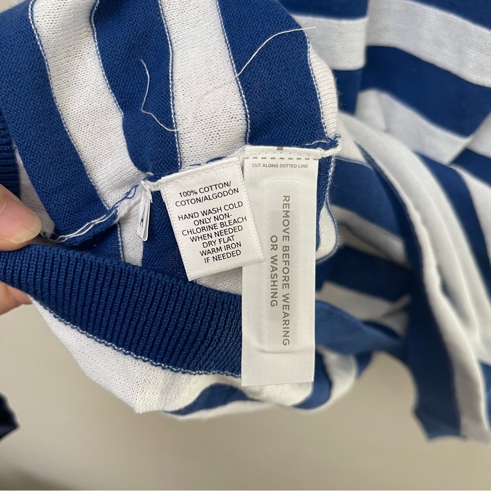 LOFT Blue/White Stripe Light Sweater - Picture 7 of 7
